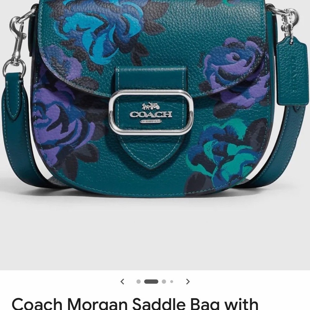 Coach Teal and Blue Floral Crossbody Bag